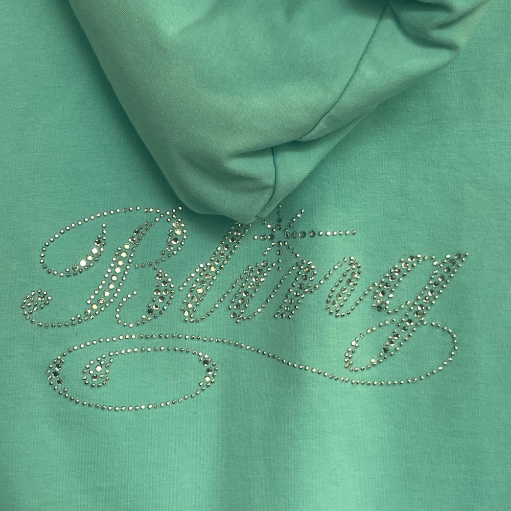 Bling The Jersey shore rhinestone crystal studded studs hoodie sweatshirt Crop